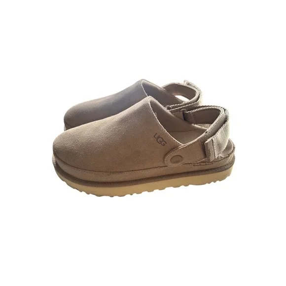 UGG Goldenstar Clog Driftwood Suede Platform Sandals Womens 8.5 - Picture 5 of 9